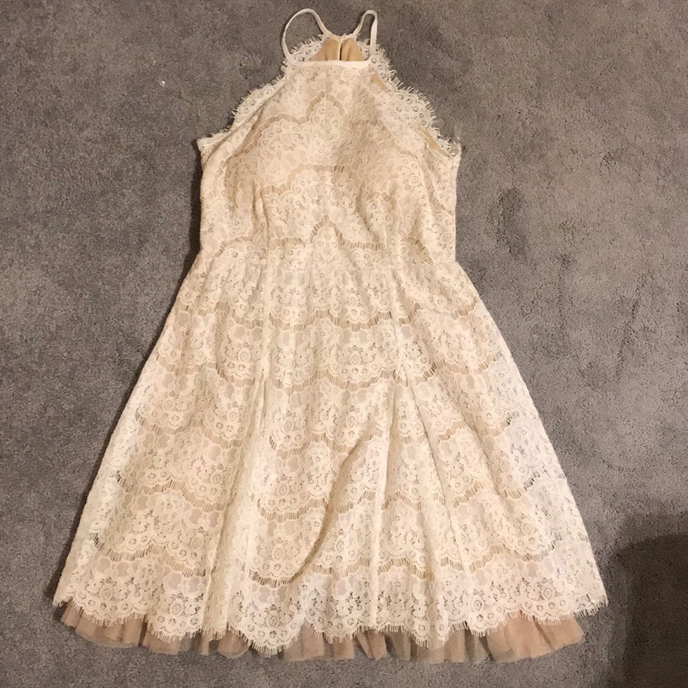 Francesca’s White Lace Halter Dress